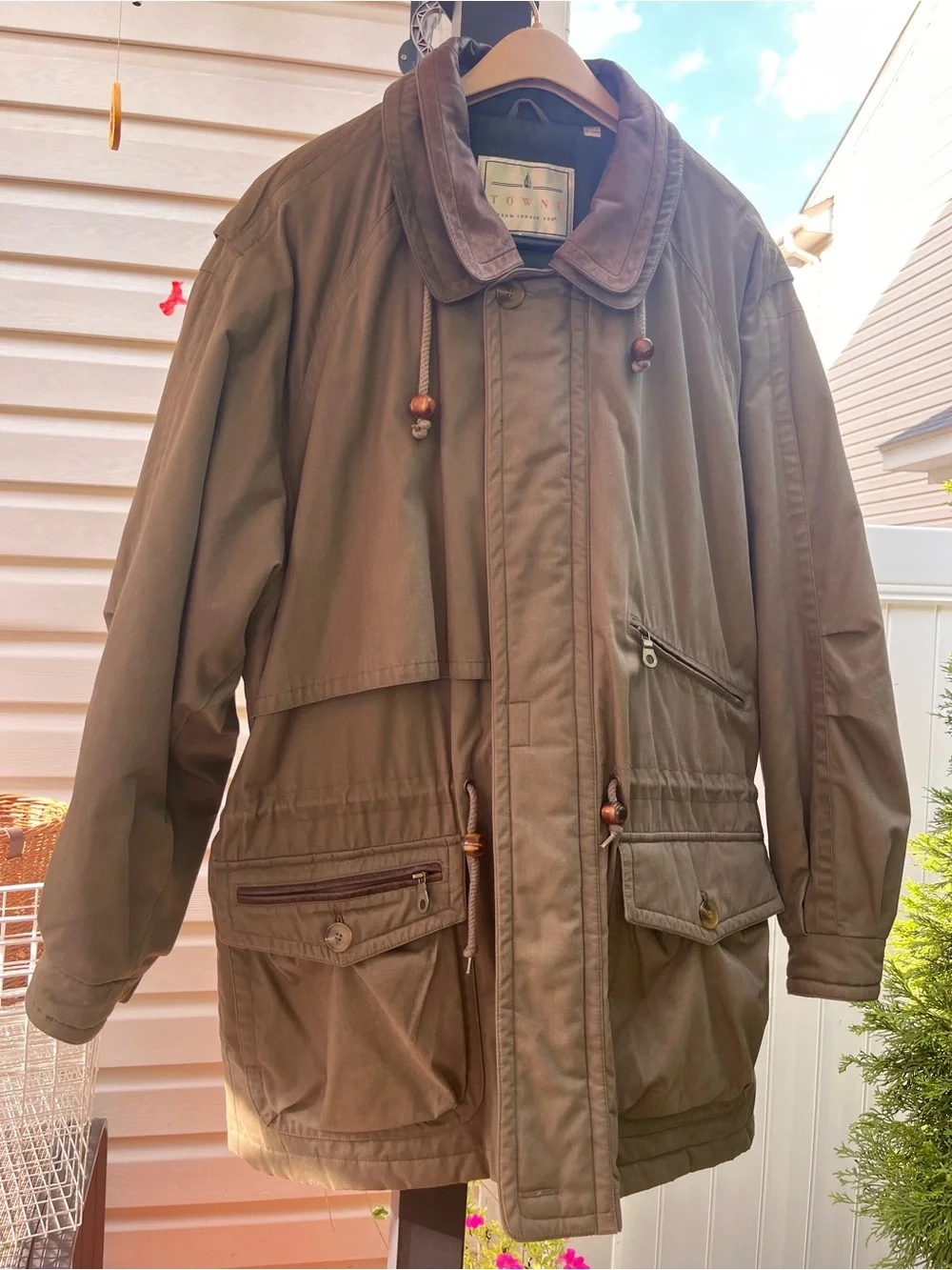 Towne From London Fog Green Gray Utility Field Jacket